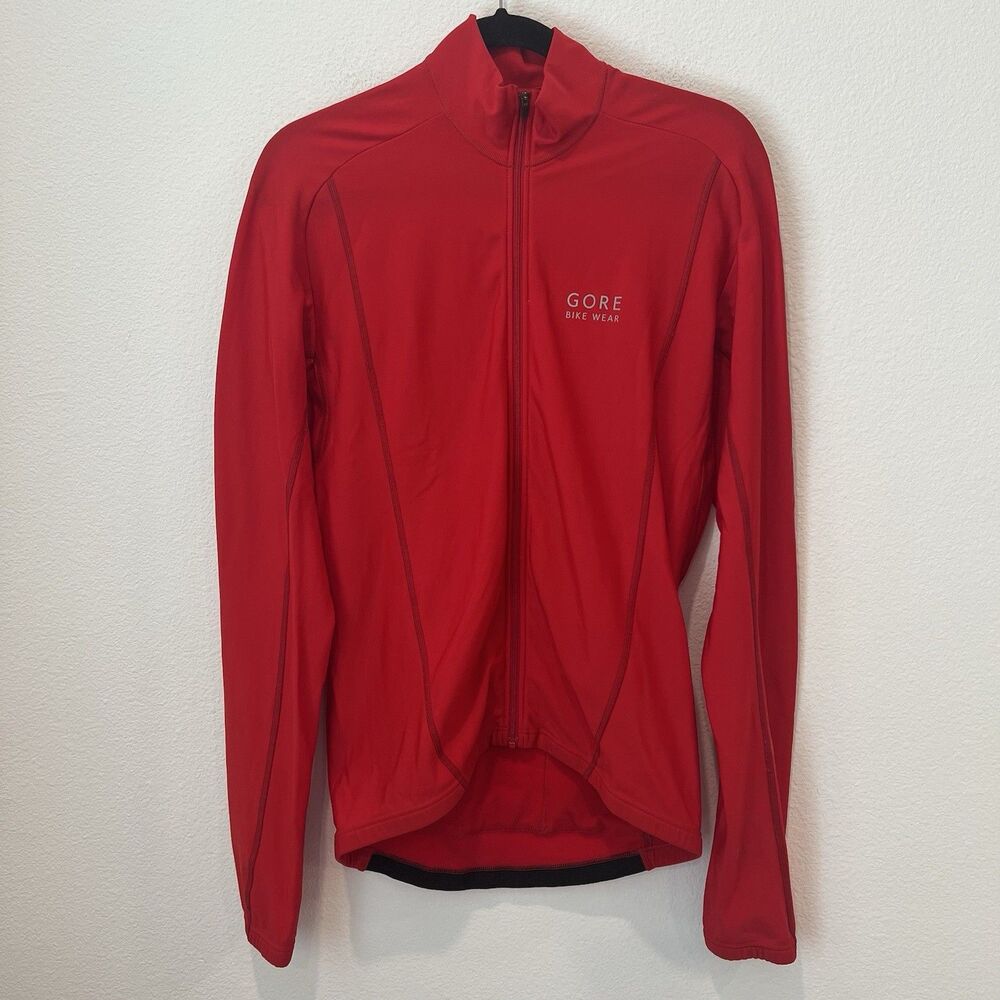 GORE BIKE WEAR Cycling Jacket Mens M Red Full Zip Windstopper Lng Sleeve